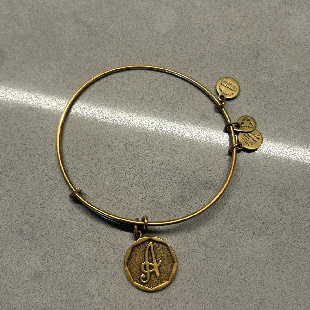 Brass "A" initial Alex and Ani bracelet